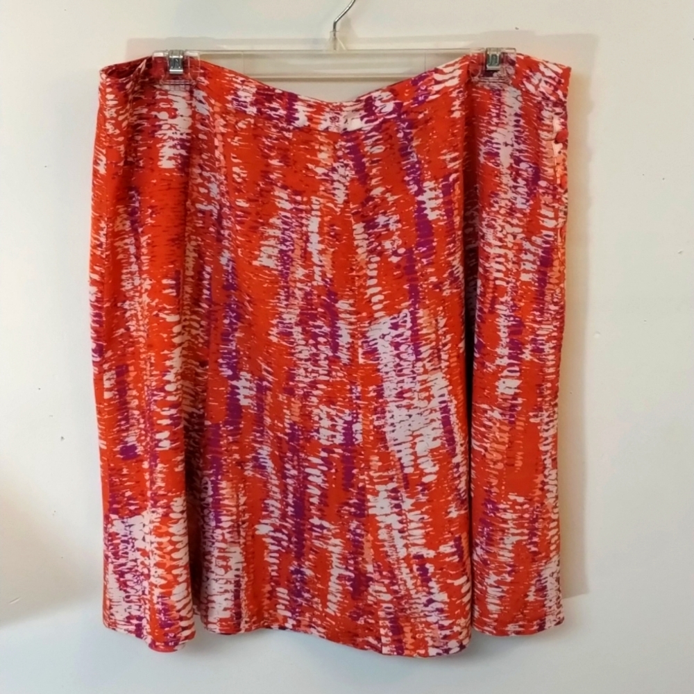 Amber Sun Orange Pink White Flared Skirt